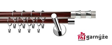 Kovové garnýže dvouřadé moderní 19 a 19mm - Extra FRESNO nerezové, mahagon