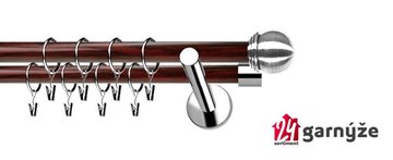 Kovové garnýže dvouřadé moderní 19 a 19mm - Extra KNOFLÍK nerezové, mahagon