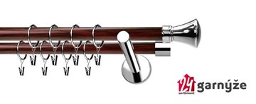 Kovové garnýže dvouřadé moderní 19 a 19mm - Extra LIBERTY nerezové, mahagon