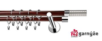 Kovové garnýže dvouřadé moderní 19 a 19mm - Extra OPTIMA nerezové, mahagon