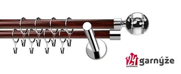 Kovové garnýže dvouřadé moderní 19 a 19mm - Extra PICO CRYSTAL nerezové, mahagon