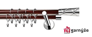 Kovové garnýže dvouřadé moderní 19 a 19mm - Extra PINO nerezové, mahagon