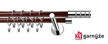 Kovové garnýže dvouřadé moderní 19 a 19mm - Extra ROSETTI CRYSTAL nerezové, mahagon