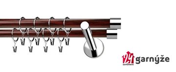 Kovové garnýže dvouřadé moderní 19 a 19mm - Extra LUNA nerezové, mahagon