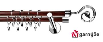 Kovové garnýže dvouřadé moderní 19 a 19mm - Extra SPIRÁLA nerezové, mahagon