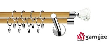 Kovové garnýže dvouřadé moderní 19 a 19mm - Extra CLAREX CRYSTAL nerezové, borovice