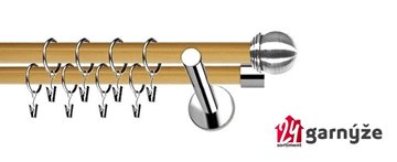 Kovové garnýže dvouřadé moderní 19 a 19mm - Extra KNOFLÍK nerezové, borovice