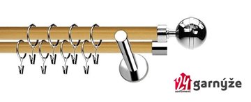 Kovové garnýže dvouřadé moderní 19 a 19mm - Extra KOULE nerezové, borovice