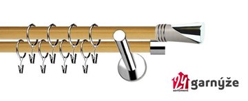 Kovové garnýže dvouřadé moderní 19 a 19mm - Extra LOCA nerezové, borovice