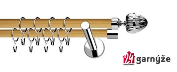 Kovové garnýže dvouřadé moderní 19 a 19mm - Extra MILANO nerezové, borovice