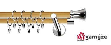 Kovové garnýže dvouřadé moderní 19 a 19mm - Extra MONACO nerezové, borovice