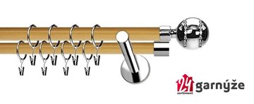 Kovové garnýže dvouřadé moderní 19 a 19mm - Extra PICO CRYSTAL nerezové, borovice