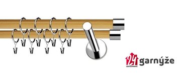 Kovové garnýže dvouřadé moderní 19 a 19mm - Extra LUNA nerezové, borovice