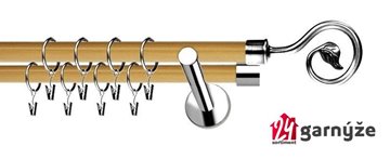 Kovové garnýže dvouřadé moderní 19 a 19mm - Extra SPIRÁLA nerezové, borovice