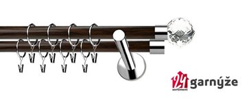 Kovové garnýže dvouřadé moderní 19 a 19mm - Extra BELUNA CRYSTAL nerezové, wenge