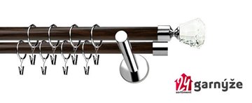Kovové garnýže dvouřadé moderní 19 a 19mm - Extra CLAREX CRYSTAL nerezové, wenge