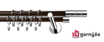 Kovové garnýže dvouřadé moderní 19 a 19mm - Extra CYLINDR nerezové, wenge