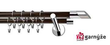 Kovové garnýže dvouřadé moderní 19 a 19mm - Extra FALKO nerezové, wenge