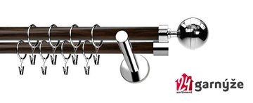 Kovové garnýže dvouřadé moderní 19 a 19mm - Extra KOULE ELEGANT nerez, wenge