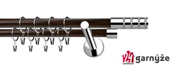 Kovové garnýže dvouřadé moderní 19 a 19mm - Extra ROSETTI CRYSTAL nerezové, wenge