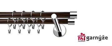 Kovové garnýže dvouřadé moderní 19 a 19mm - Extra LUNA nerezové, wenge