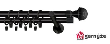 Kovové garnýže dvouřadé moderní 25 a 19mm - BELLA černé
