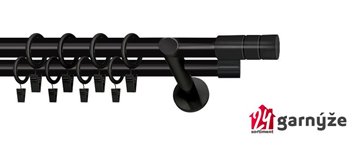 Kovové garnýže dvouřadé moderní 25 a 19mm - CYLINDR černé