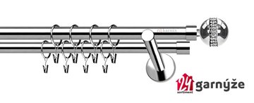 Kovové garnýže dvouřadé moderní 25 a 19mm - GLOBI CRYSTAL nerezové