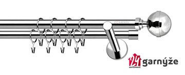 Kovové garnýže dvouřadé moderní 25 a 19mm - KOULE ELEGANT nerezové