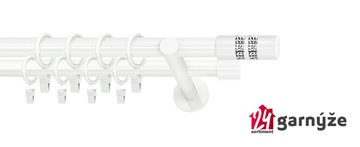 Kovové garnýže dvouřadé moderní 25 a 19mm - LANSO CRYSTAL bílé