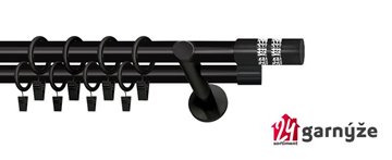 Kovové garnýže dvouřadé moderní 25 a 19mm - LANSO CRYSTAL černé