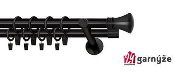 Kovové garnýže dvouřadé moderní 25 a 19mm - LIBERTY černé