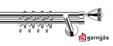 Kovové garnýže dvouřadé moderní 25 a 19mm - PIANO CRYSTAL nerezové