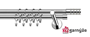 Kovové garnýže dvouřadé moderní 25 a 19mm - ROSETTI CRYSTAL nerezové