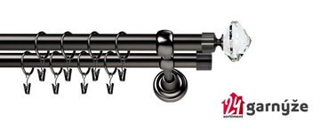 Kovové garnýže dvouřadé 25 a 25mm - ROMA BLANCA CRYSTAL antracitové