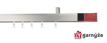 Kovové garnýže jednořadé stropní s drážkou - AVENO CROCO černá/červená