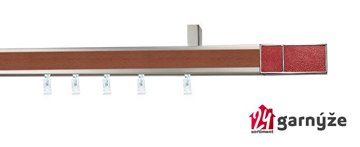Kovové garnýže jednořadé stropní s drážkou - AVENO CROCO červená třešeň