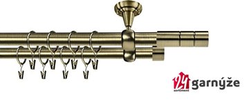 Kovové garnýže dvouřadé stropní 19mm - ROMA CYLINDR mosaz