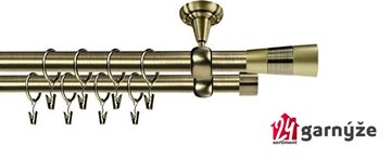 Kovové garnýže dvouřadé stropní 19mm - ROMA DORIS mosaz