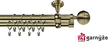 Kovové garnýže dvouřadé stropní 19mm - ROMA KOULE ELEGANT mosaz