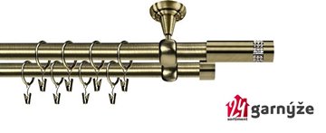 Kovové garnýže dvouřadé stropní 19mm - ROMA OSTELO CRYSTAL mosaz