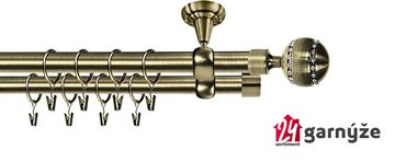 Kovové garnýže dvouřadé stropní 19mm - ROMA PICO CRYSTAL mosaz