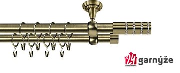 Kovové garnýže dvouřadé stropní 19mm - ROMA ROSETTI CRYSTAL mosaz