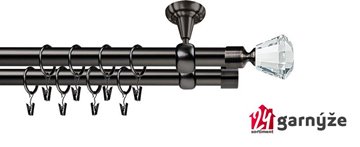 Kovové garnýže dvouřadé stropní 19mm - ROMA CLAREX CRYSTAL antracit