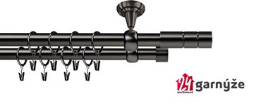 Kovové garnýže dvouřadé stropní 19mm - ROMA CYLINDR antracit