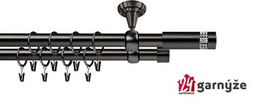 Kovové garnýže dvouřadé stropní 19mm - ROMA OSTELLO CRYSTAL antracit