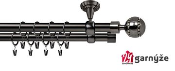 Kovové garnýže dvouřadé stropní 19mm - ROMA PICO CRYSTAL antracit