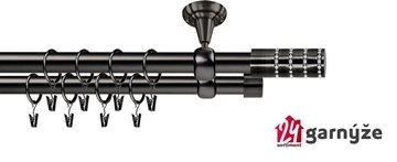 Kovové garnýže dvouřadé stropní 19mm - ROMA ROSETTI CRYSTAL antracit
