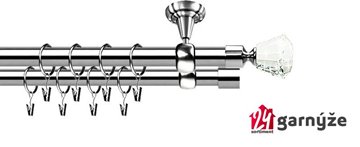 Kovové garnýže dvouřadé stropní 19mm - ROMA CLAREX CRYSTAL nerez