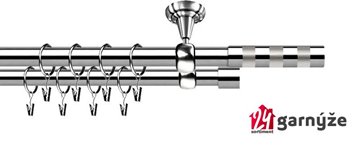 Kovové garnýže dvouřadé stropní 19mm - ROMA ETIUDA nerez